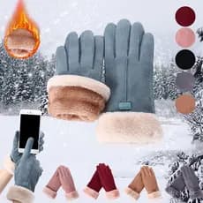 Luvas Quentes de Inverno para Mulheres, Luvas de Veludo Plus Espessas, Luvas de Tela Sensível ao Toque, Ciclismo, Versão