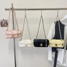 Commuter namoro All-Match saco do mensageiro clássico diamante corrente pequena bolsa quadrada brilhante elegante saco d