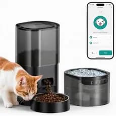 Alimentador Automático Para Gatos E Fonte De Água 2 Em 1 , Dispensador Inteligente De Comida Cronometrado Com Controle D