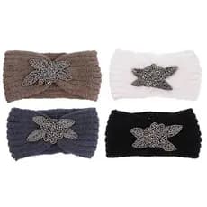 Zerodeko 4 Peças De Tiaras Quentes De Lã Tricotada Com Strass De Diamante , Faixas De Cabelo Elásticas Para Maquiagem Mu