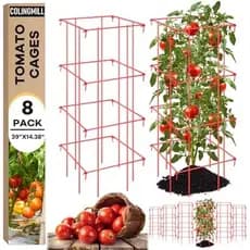 Colingmill 8 Pack Gaiolas De Tomate 39 Polegadas (H) Quadradas Resistentes Plantas De Aço Revestidas Em Pó Suportam Esta
