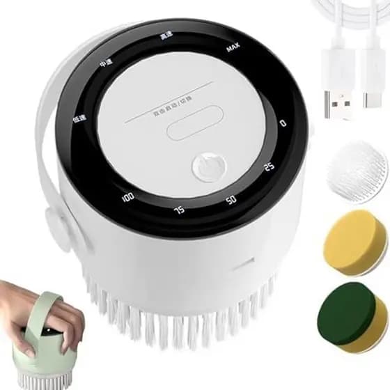 Purificador De Limpeza Elétrico Com 3 Cabeças De Escova Substituíveis Chuveiro Sem Fio , Giratória Elétrica , Portátil 4
