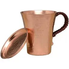 Caneca Moscow Mule De Cobre Artesanal Com Tampa-Copo De Coquetel Martelado De 350ml Para Cerveja , Café Gelado & amp ; M