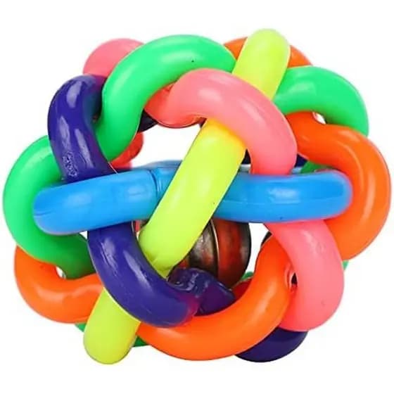 Brinquedo De Bola De Borracha GLOGLOW , 3 Pol . Com Sino | Macia Colorida Jingle Bell Polegadas , Para Cães Pequenos E M