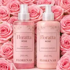 1 Kit feminino Body Splash Florata Rose com gliter 200Ml + 1 Hidratante Corporal Florata Rose 200ML