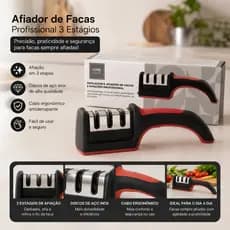 Afiador de Facas em Aço Inox com 4 Estágios de Afiação | Envio Imediato