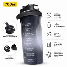 Garrafinha De Água Fit Preta Para Academia | Envio Imediato