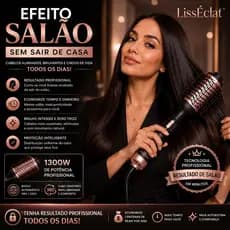 Escova Secadora Profissional LissÉclat™ Bivolt 1300W Modeladora Alisadora Cabelo Anti Frizz Efeito Salão