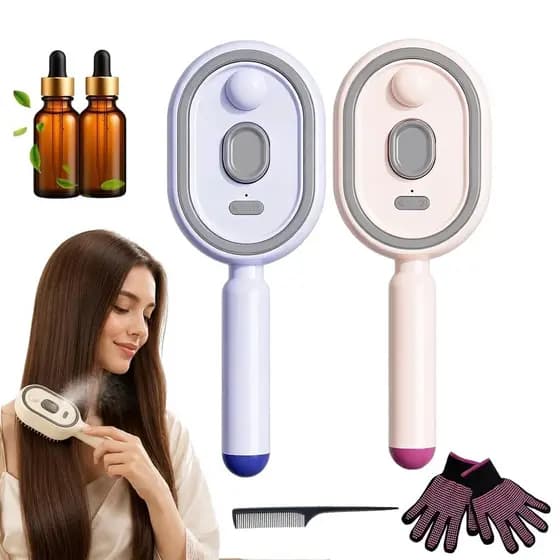 Escova de Massagem com Almofada de Ar e Spray Elétrico, Nova Escova a Vapor Elétrica 2026 para Mulheres, Escova Alisador