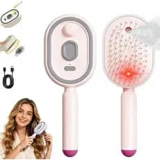 Escova de Massagem com Almofada de Ar e Pulverizador Elétrico – Autolimpante, Antiestática e Antienrolamento, com Névoa
