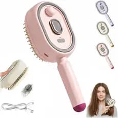 Escova a Vapor Elétrica para Cabelo, Escova Alisadora a Vapor Recarregável com Pente Desembaraçador, Pente de Massagem c