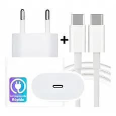 Carregador Rapido + Cabo Turbo 60w USB-C Tipo C trançado Ultra Resistente Cabo ou fonte