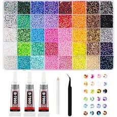 40 Cores de Strass de Resina para Decoração, 3mm 32000 Peças de Gemas com Base Plana para Artesanato, Kit de Decoração c