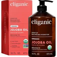 Óleo de Jojoba Orgânico Cliganic 16oz com Bomba, 100% Puro | Óleo Hidratante em Grande Quantidade para Rosto, Cabelo e U