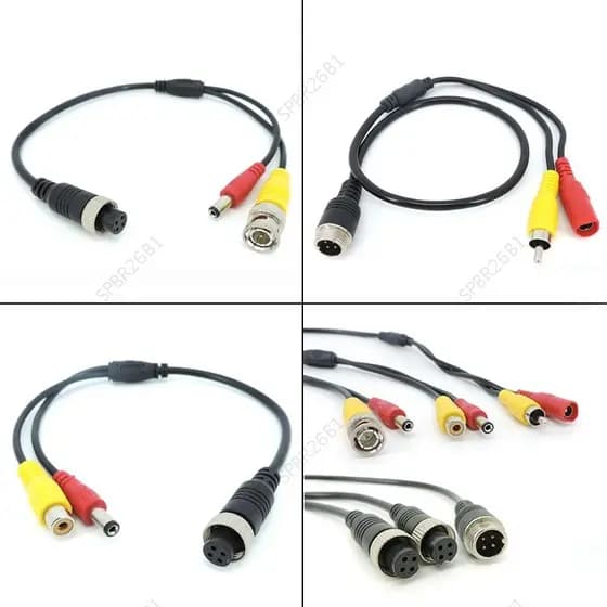 Cabeça De Aviação M12 4Pin Macho Fêmea Para BNC DC RCA Extensão Conector Cabo Adaptador Câmera CCTV Segurança BR26B1