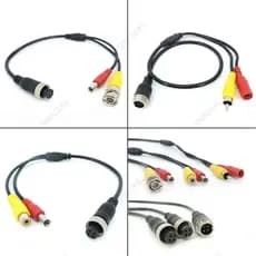Cabeça De Aviação M12 4Pin Macho Fêmea Para BNC DC RCA Extensão Conector Cabo Adaptador Câmera CCTV Segurança BR26B1