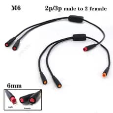6mm M6 2 3 Pinos Núcleo 1 Macho Para 2 Fêmea Divisor Julet Cabo De Extremidade Elétrica Conector ebike Sensor De Sinal À