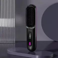 Escova de Estilização Sem Fio para Cabelos Curtos, Mini Escova Alisadora, Sem Fio, Escova Elétrica Portátil para Estiliz