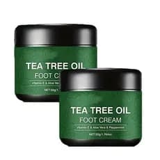 Pacote com 2 Creme para os Pés com Óleo de Tea Tree, 50g, Cuidado Intensivo para os Pés, Anti-Rachaduras e Ressecamento,