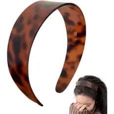 Tiara Feminina Estilo Casco de Tartaruga, Tiara Larga de Acetato Moderna, Tiara de Cabelo de Acrílico Marrom com Estampa