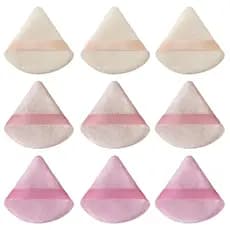 9 Pçs de Esponjas de Maquiagem Triangulares Rosa: Esponja Triangular para Pó Solto, Base Cosmética e Maquiagem.