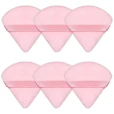 6 Peças de Esponjas de Maquiagem Macias em Forma de Triângulo Rosa para Pó Solto e Corporal, Conjunto de Esponjas de Vel