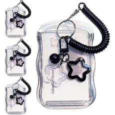 Conjunto de 4 peças de porta-fotos com chaveiros, porta-cartões de identificação, porta-cartões, porta-fotos de Kpop com