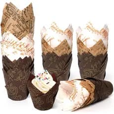 200 Formas de Papel para Muffin em Formato de Tulipa, Tamanho Padrão, Não Branqueadas, Formas de Papel para Muffin para
