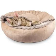 JOEJOY Cama pequena para cachorro com cobertor com capuz Confortável abraço cama de luxo para animais de estimação, Donu