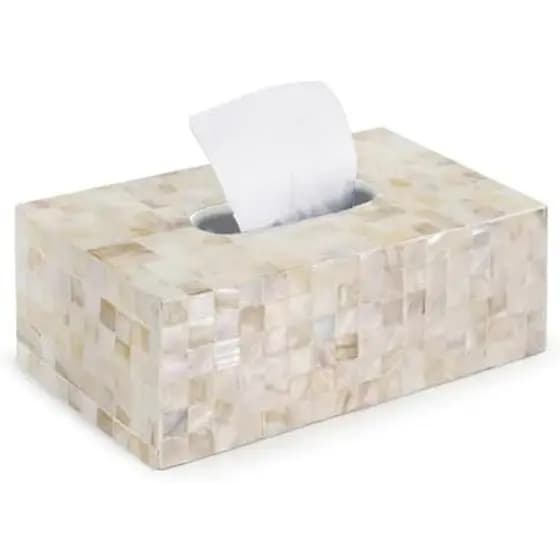 Caixa De Tecido Feita À Mão Em Madrepérola PEMAR – Elegante Capa Retangular Capiz Shell , Porta-Guardanapos Decorativo P