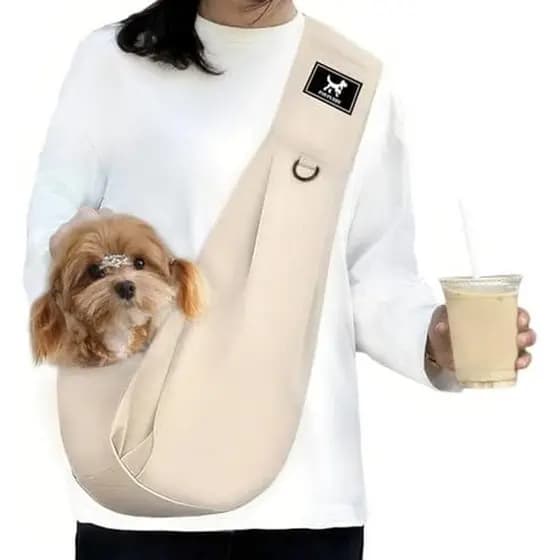 Porta-Estilingue Para Cães Pequenos De Até 15 Libras-Tipoia De Cachorro Mãos Livres (Tamanho M)-Alça Acolchoada Ergonômi