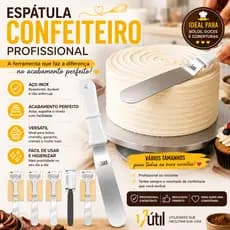 Conjunto 5 Espátulas Inox Confeiteiro Profissional Bolo Doce