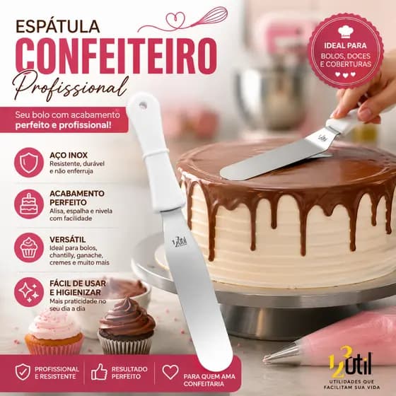 Espátula Confeiteiro Inox 7,5  Bolo Doce Profissional