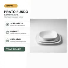 Jogo 6 Pratos Quadrados Fundos Opaline Branco Vidro 22,5 cm
