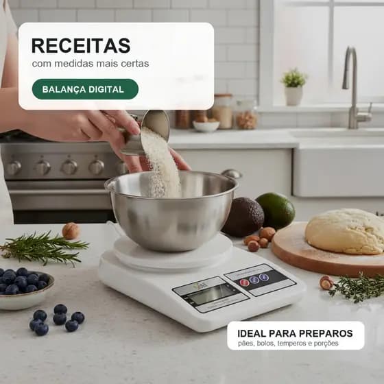 Balança Digital De Cozinha 10kg De Precisão Com Tara