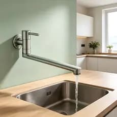 Torneira de Cozinha de Parede Longa, Aço Inoxidável 304 SUS, Água Fria, Anti-corrosão e Anti-ferrugem