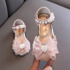 Sandálias para Meninas, Novas, Elegantes, com Laço de Pérolas, Sapatos de Princesa para Casamento, Aniversário e Dança 6