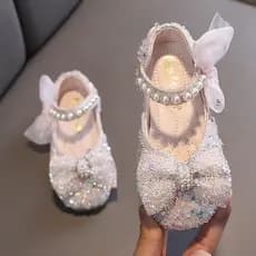 Sapatos infantis elegantes e confortáveis, sapatos de princesa confortáveis para meninas, sapatos de dança para casament