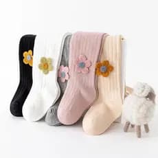 Novas Meias-Calças Fofas de Outono/Inverno para Meninas, em Algodão Macio, Cor Sólida, Listradas, Estilo Bebê W8OY