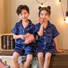 Pijamas de Seda para Crianças, Conjunto de Pijamas para Meninos e Meninas VTV2