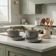 Kit Panelas Antiaderente 4 Peças Utensílios Cozinha Jogo Panelas Alumínio Tampa Cozinhar Multiuso