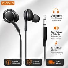 🎧 Fone de Ouvido com Fio α'GOLD PLUS FN-S8A P2 3.5mm - Super Bass Potente + Microfone