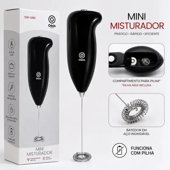 Mini Mixer Elétrico Portátil Oásis Espumador de Leite Café Cappuccino