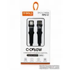 ⚡ Cabo Tipo-C para Tipo-C 60W Turbo PD α’GOLD PRO CB93 - Carregamento Rápido 1 Metro