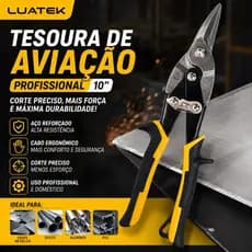Tesoura de Aviação 10 Pol Luatek Profissional Corta Chapa Aço Alumínio PVC Ferramenta Reforçada