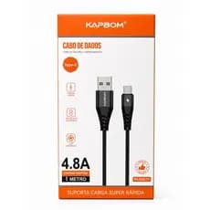 Cabo USB Tipo-C Kapbom KA-0333-TY 4.8A Carregamento Rápido 1 Metro