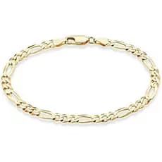 Miabella Pulseira De Corrente Figaro Banhada A Ouro 18K Em Prata Esterlina 925 Italiana 5 Mm Com Corte De Diamante Para