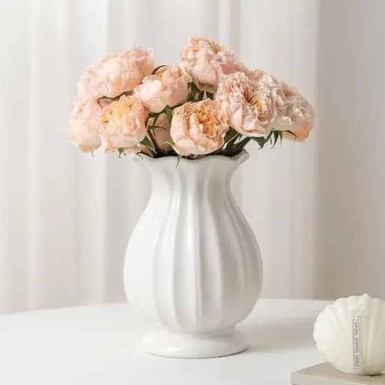 Vaso De Cerâmica Branco , Flores De 7.8 Polegadas , Decoração De Casa , Vasos Decorativos Modernos Para Buquê Exclusivos