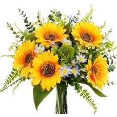 HUAESIN Girassóis Buquês De Flores Artificiais De Primavera Artificia Silvestres Falsas Cemitério De Seda Arranjos Para