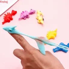 10 Pçs Divertido Dardos De Dedo De Borracha Macia Cor Sólida Dos Desenhos Animados Dinossauro Tiro Brinquedos